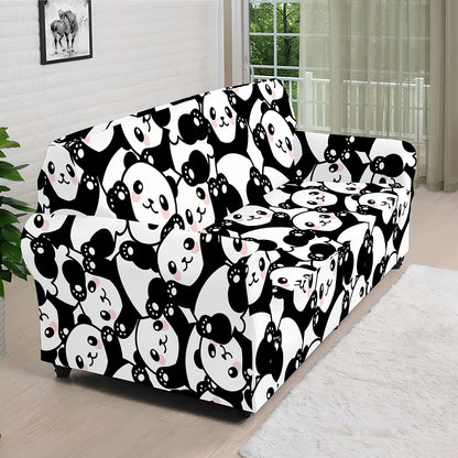 Cute Happy Panda Pattern Print Sofa Cover