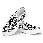 Cute Happy Panda Pattern Print White Slip On Shoes