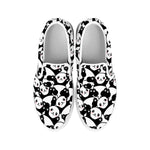 Cute Happy Panda Pattern Print White Slip On Shoes