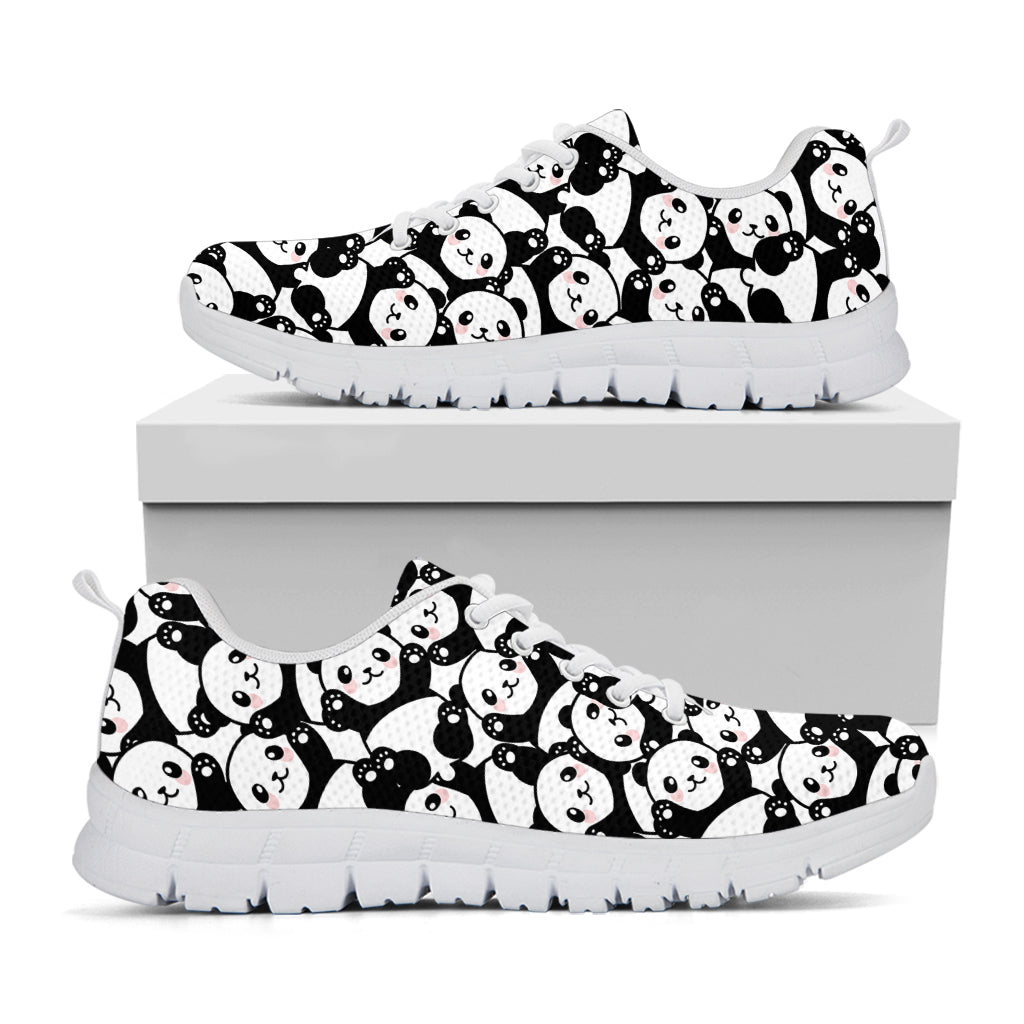 Cute Happy Panda Pattern Print White Sneakers