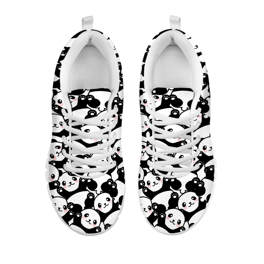 Cute Happy Panda Pattern Print White Sneakers