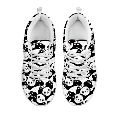 Cute Happy Panda Pattern Print White Sneakers