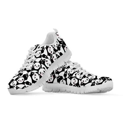 Cute Happy Panda Pattern Print White Sneakers