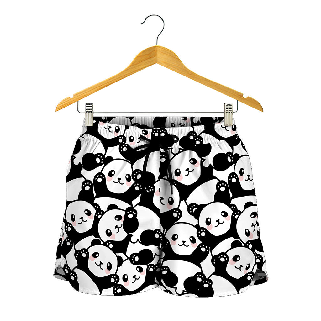 Cute Happy Panda Pattern Print Women's Shorts