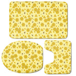 Cute Honey Bee Pattern Print 3 Piece Bath Mat Set