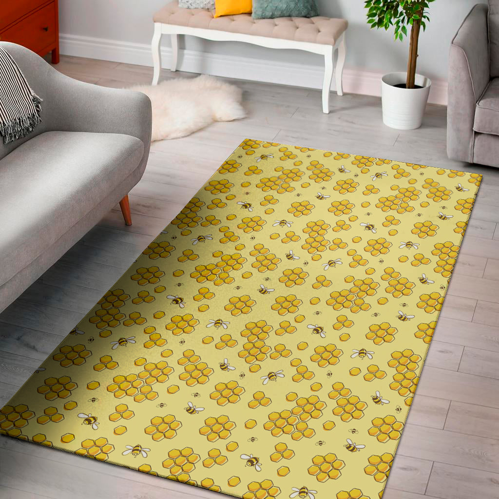 Cute Honey Bee Pattern Print Area Rug