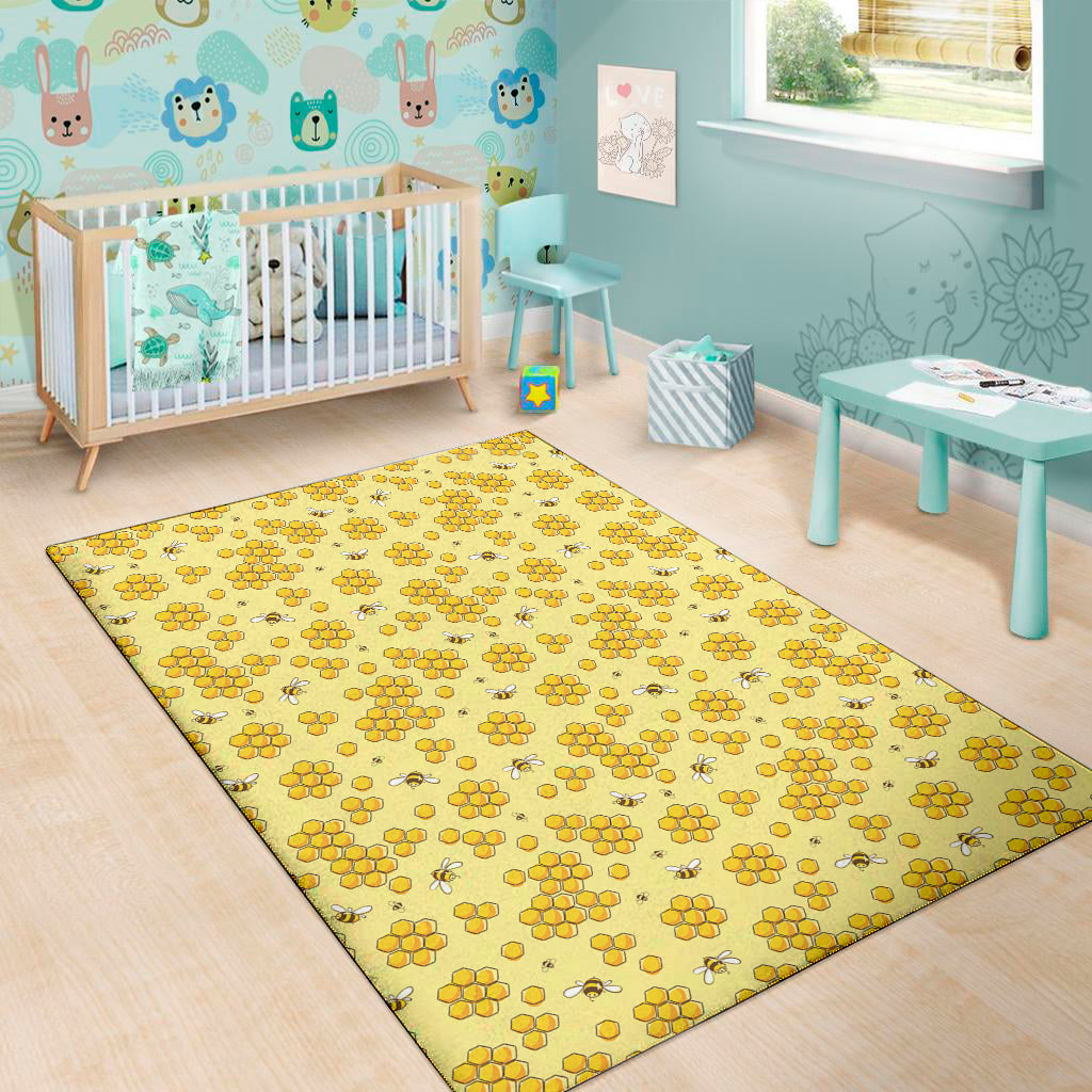 Cute Honey Bee Pattern Print Area Rug