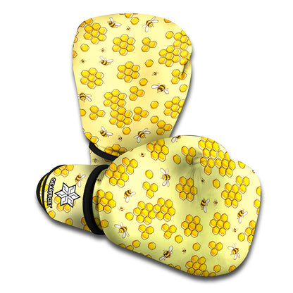 Cute Honey Bee Pattern Print Boxing Gloves