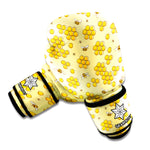 Cute Honey Bee Pattern Print Boxing Gloves
