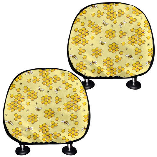 Cute Honey Bee Pattern Print Car Headrest Covers