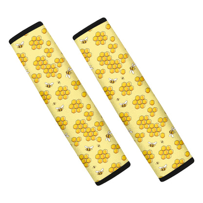 Cute Honey Bee Pattern Print Car Seat Belt Covers