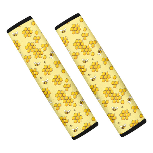 Cute Honey Bee Pattern Print Car Seat Belt Covers