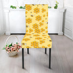 Cute Honey Bee Pattern Print Dining Chair Slipcover