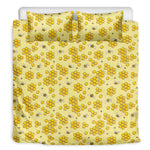 Cute Honey Bee Pattern Print Duvet Cover Bedding Set