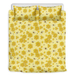 Cute Honey Bee Pattern Print Duvet Cover Bedding Set