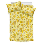 Cute Honey Bee Pattern Print Duvet Cover Bedding Set