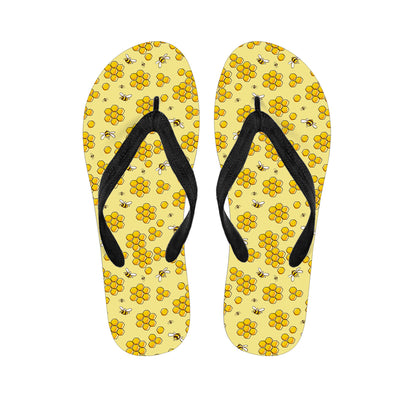 Cute Honey Bee Pattern Print Flip Flops