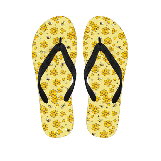 Cute Honey Bee Pattern Print Flip Flops