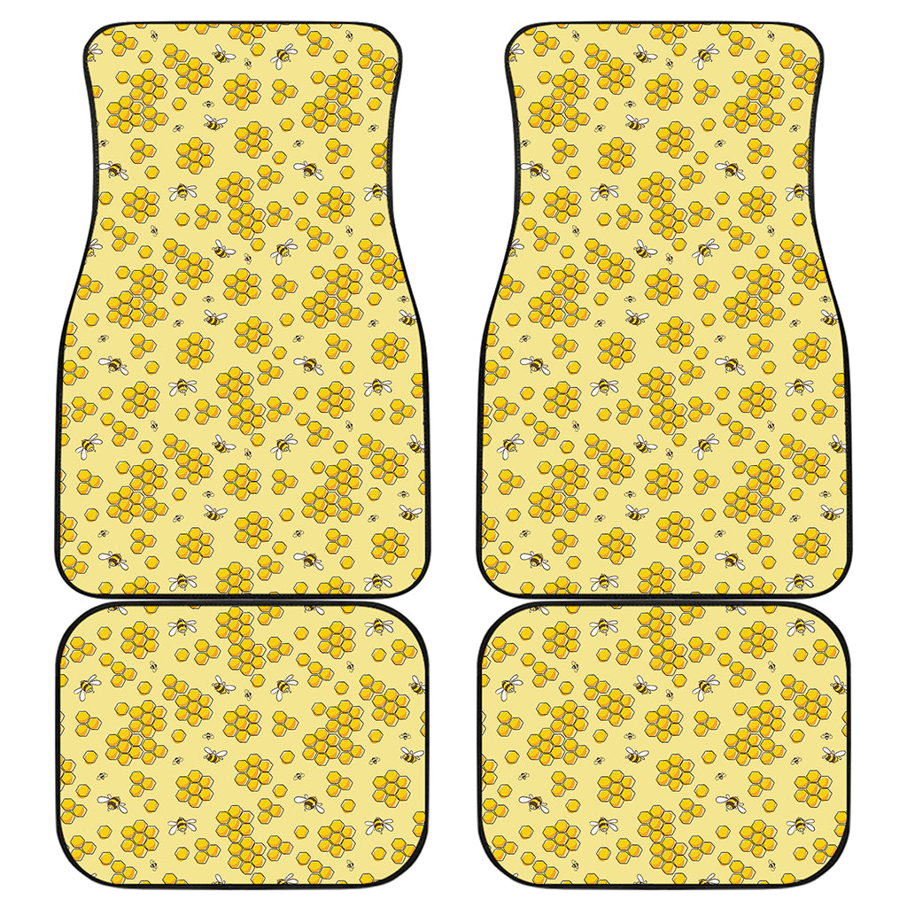Cute Honey Bee Pattern Print Front and Back Car Floor Mats