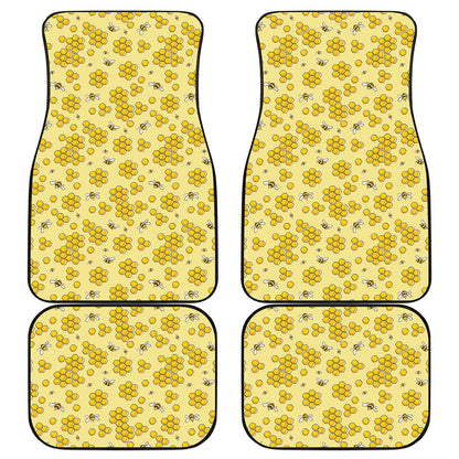 Cute Honey Bee Pattern Print Front and Back Car Floor Mats