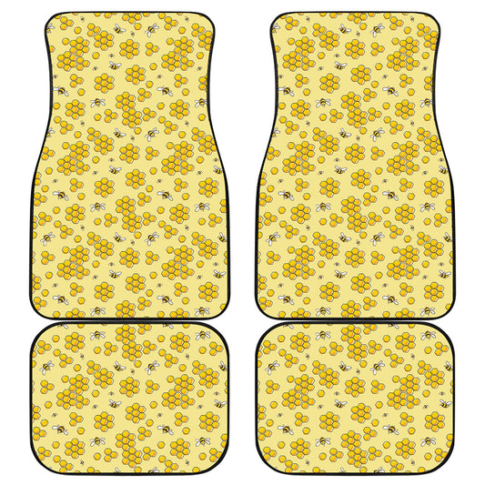 Cute Honey Bee Pattern Print Front and Back Car Floor Mats