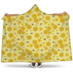 Cute Honey Bee Pattern Print Hooded Blanket