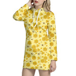 Cute Honey Bee Pattern Print Hoodie Dress
