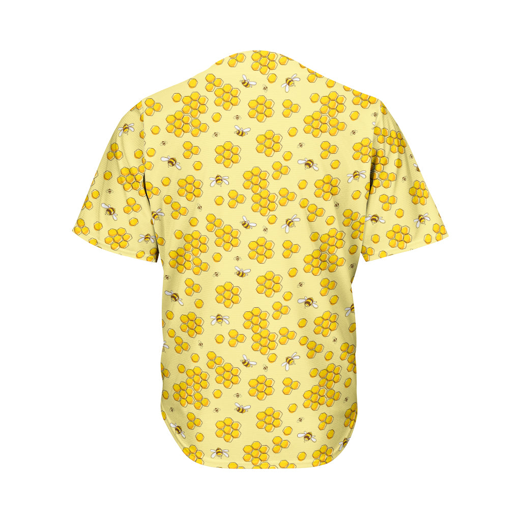 Cute Honey Bee Pattern Print Men's Baseball Jersey