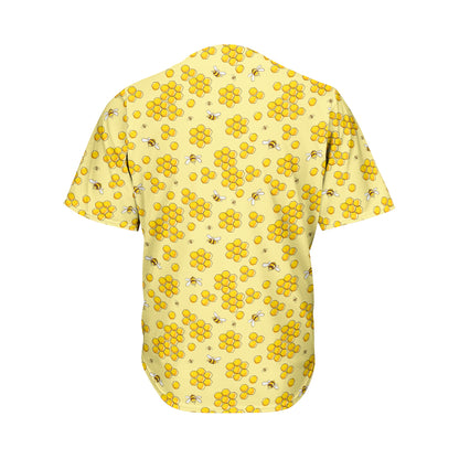 Cute Honey Bee Pattern Print Men's Baseball Jersey