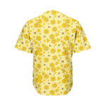 Cute Honey Bee Pattern Print Men's Baseball Jersey