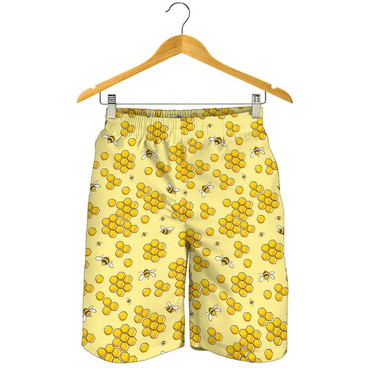 Cute Honey Bee Pattern Print Men's Shorts