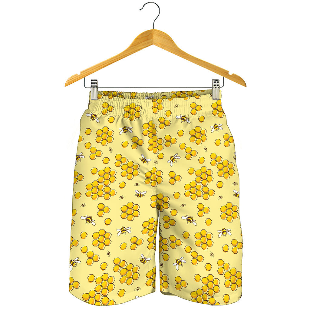 Cute Honey Bee Pattern Print Men's Shorts