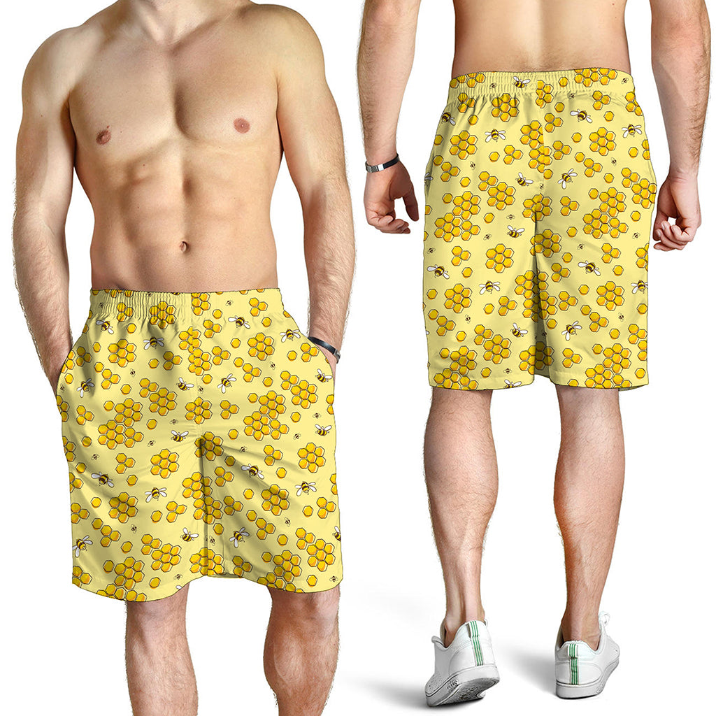 Cute Honey Bee Pattern Print Men's Shorts