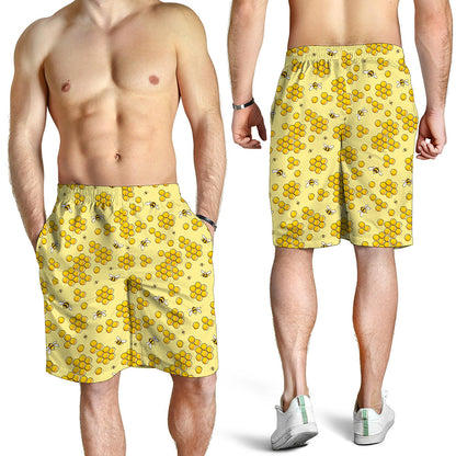 Cute Honey Bee Pattern Print Men's Shorts