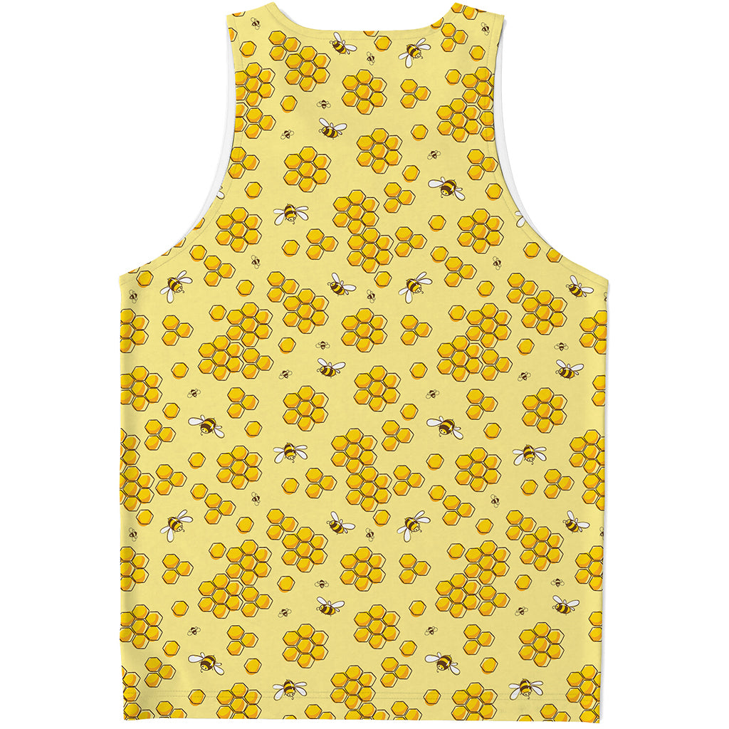 Cute Honey Bee Pattern Print Men's Tank Top