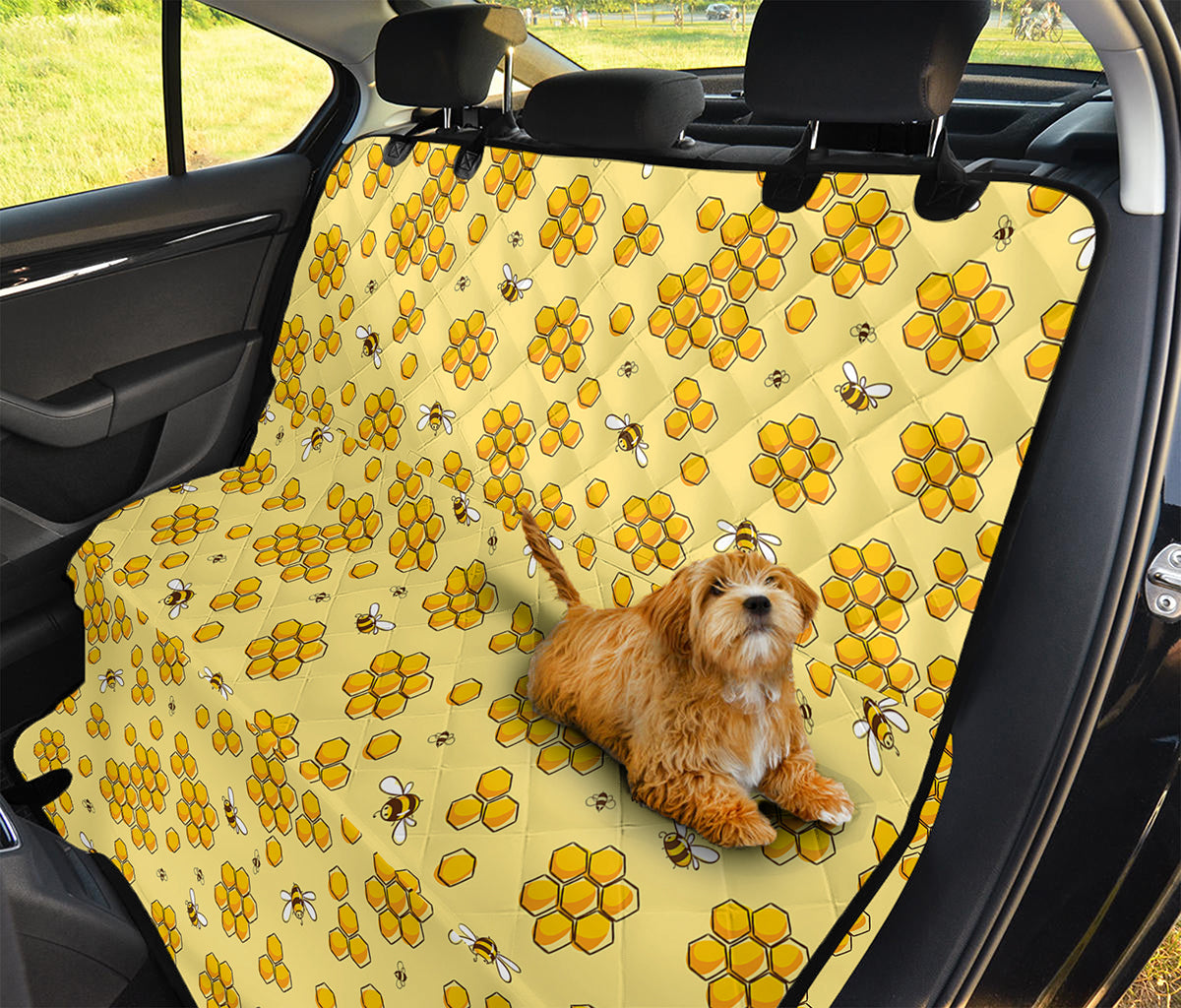 Cute Honey Bee Pattern Print Pet Car Back Seat Cover