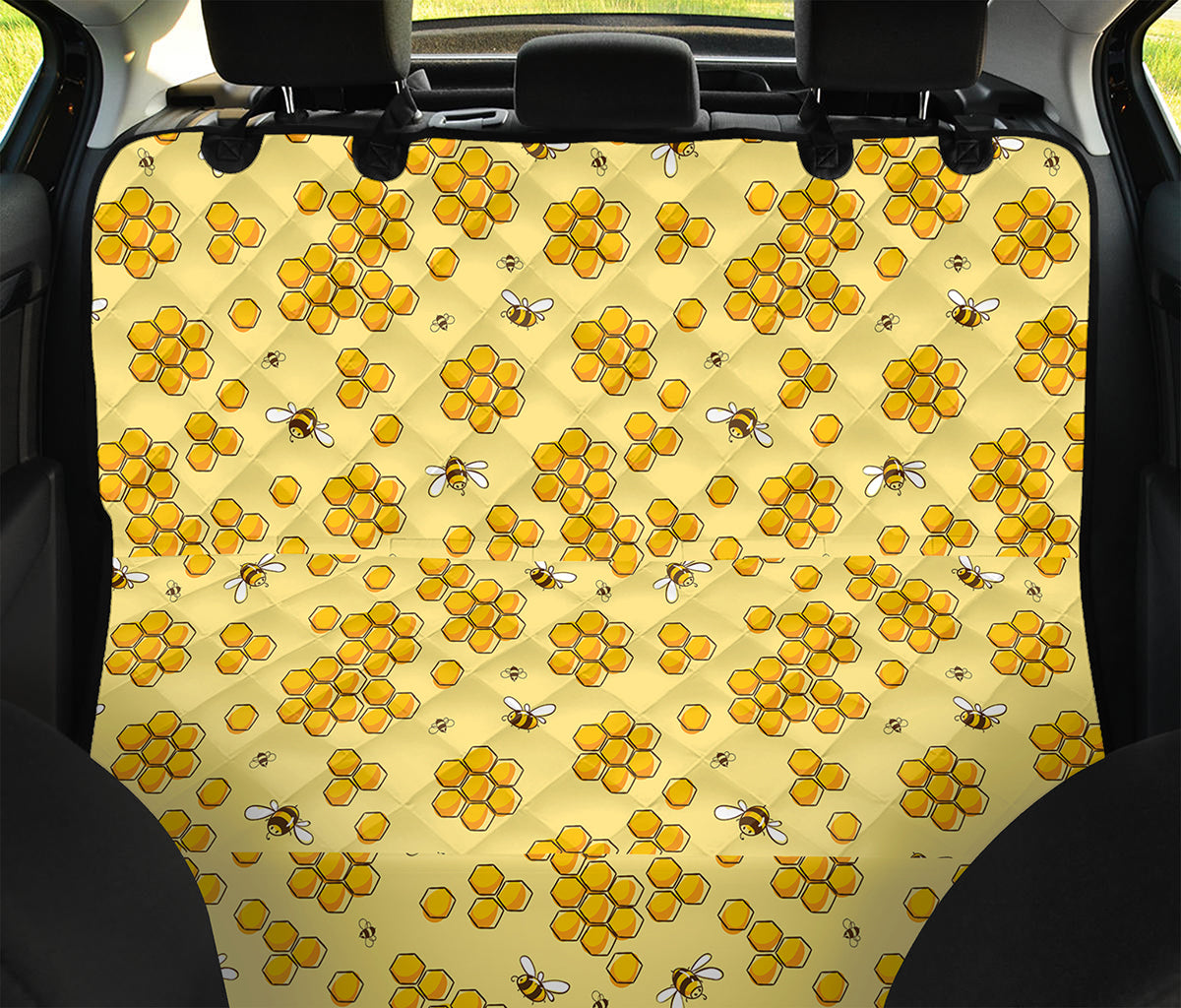 Cute Honey Bee Pattern Print Pet Car Back Seat Cover