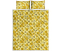 Cute Honey Bee Pattern Print Quilt Bed Set