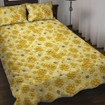 Cute Honey Bee Pattern Print Quilt Bed Set