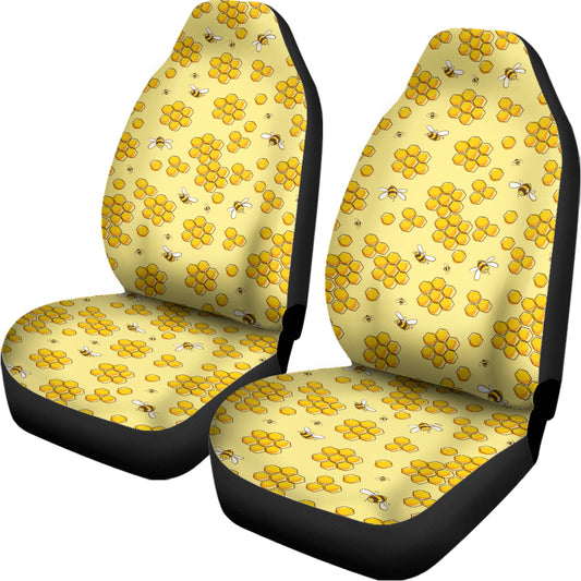 Cute Honey Bee Pattern Print Universal Fit Car Seat Covers
