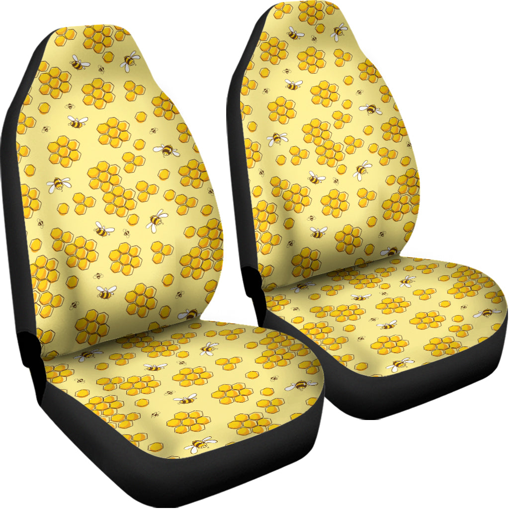 Cute Honey Bee Pattern Print Universal Fit Car Seat Covers
