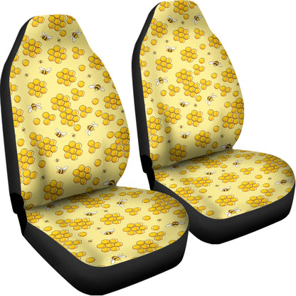 Cute Honey Bee Pattern Print Universal Fit Car Seat Covers
