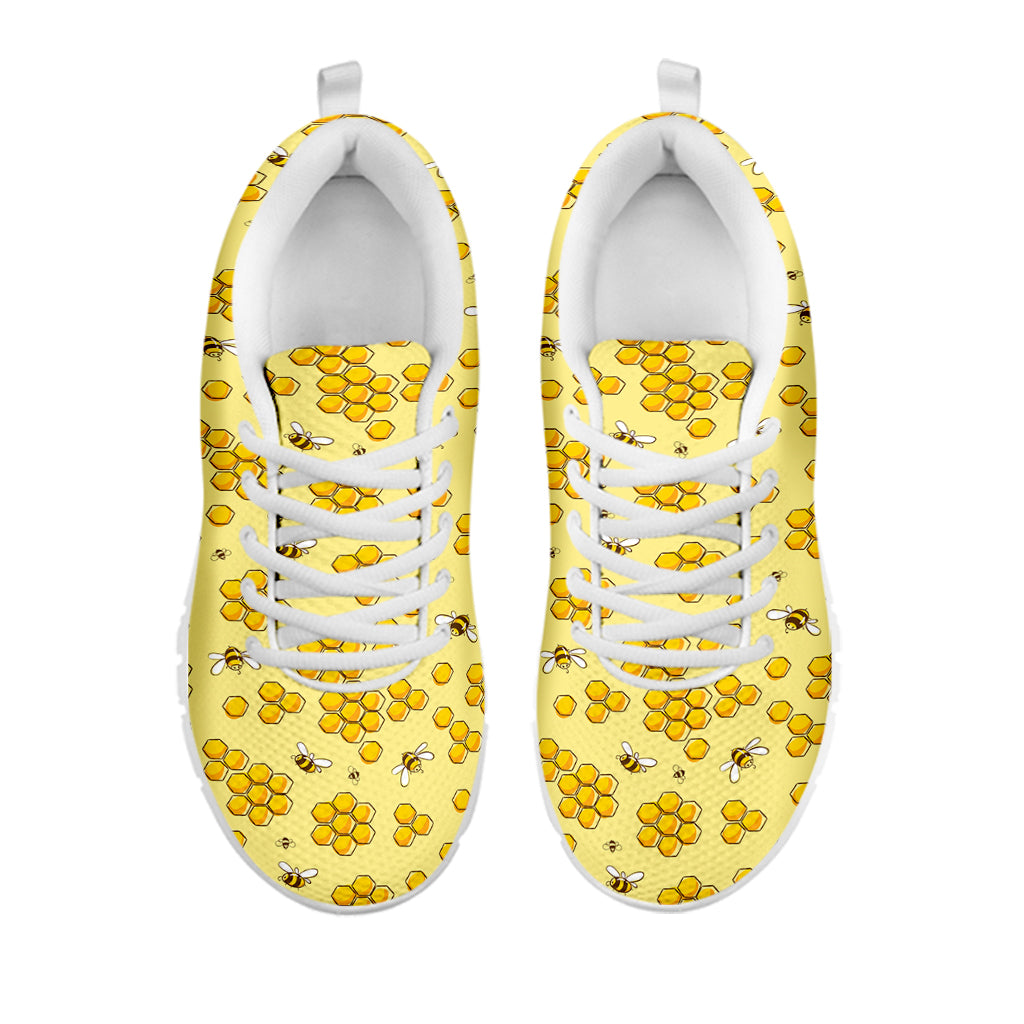 Cute Honey Bee Pattern Print White Sneakers
