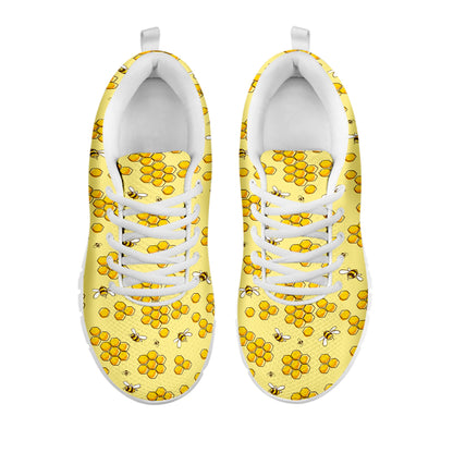 Cute Honey Bee Pattern Print White Sneakers