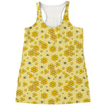 Cute Honey Bee Pattern Print Women's Racerback Tank Top