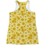 Cute Honey Bee Pattern Print Women's Racerback Tank Top