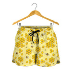 Cute Honey Bee Pattern Print Women's Shorts