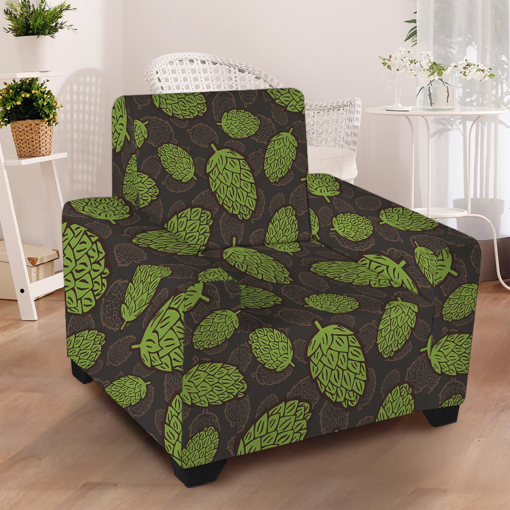 Cute Hop Cone Pattern Print Armchair Slipcover