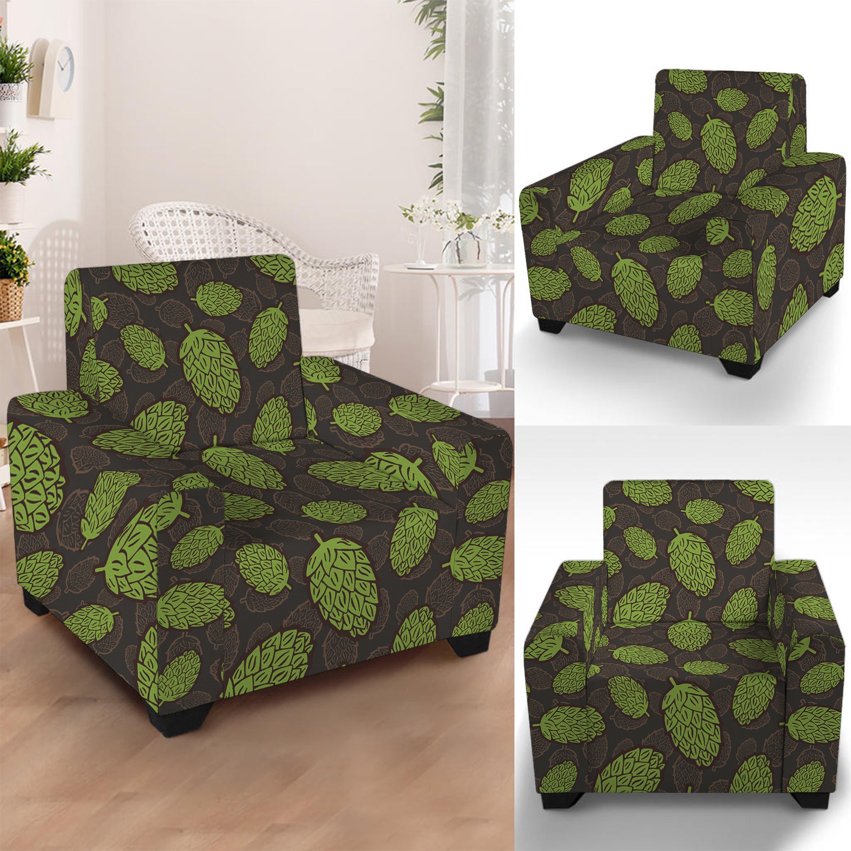 Cute Hop Cone Pattern Print Armchair Slipcover