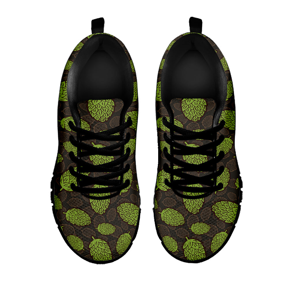 Cute Hop Cone Pattern Print Black Sneakers